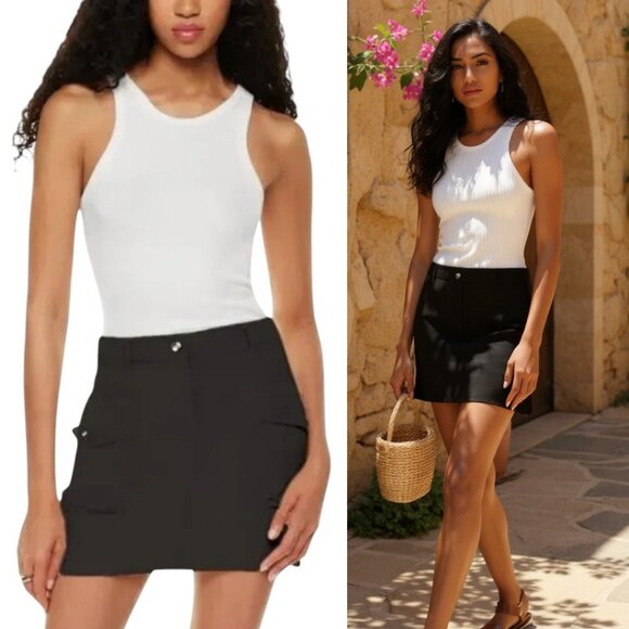 Aritzia Wilfred Astral Micro High Rise Cargo Skirt In Black Size 2 - Picture 1 of 5